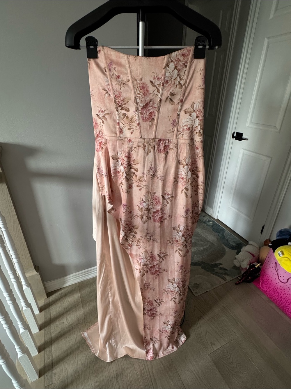 V. Chapman Pink Floral Satin Dress